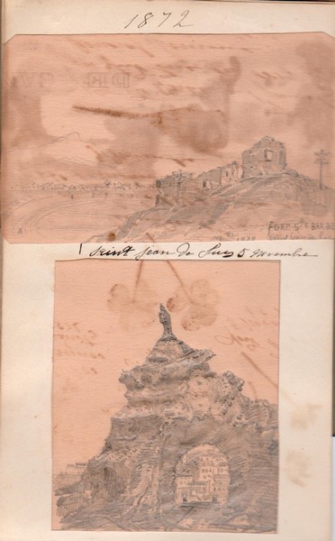 Dessin Biarritz Rocher de la Vierge, vers 1872