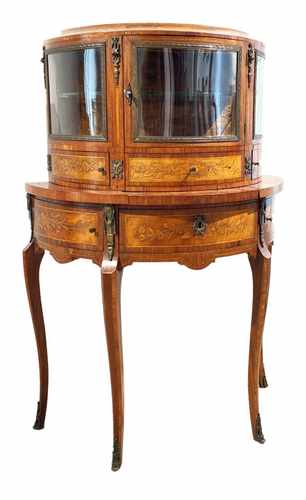 VITRINE demi-lune en bois de placage ouvrant...