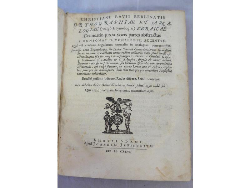RAVIUS (C) :Orthographiae et Analogiae ebraïcae......