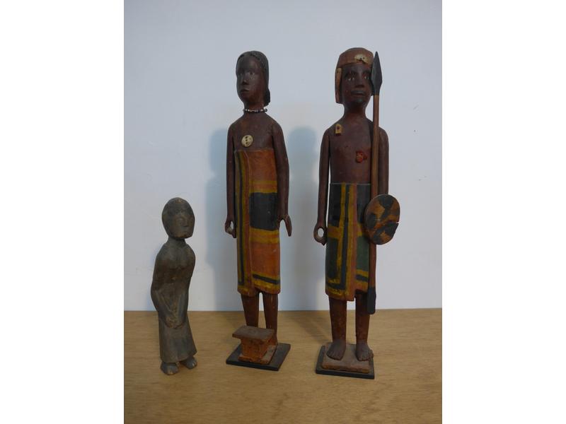 PAIRE DE STATUETTES COUPLE AFRICAIN en bois...