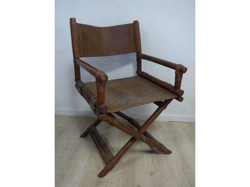 FAUTEUIL PLIANT en bambou, assise et dossier...