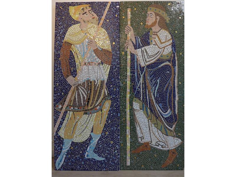 DEUX PANNEAUX DE MOSAÏQUE représentant probablement...