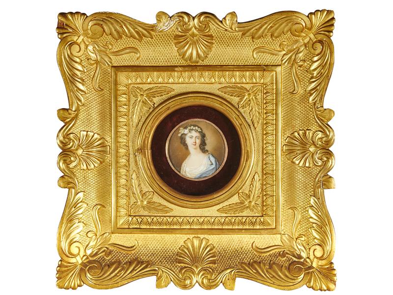 MINIATURE ronde sur ivoire représentant une...