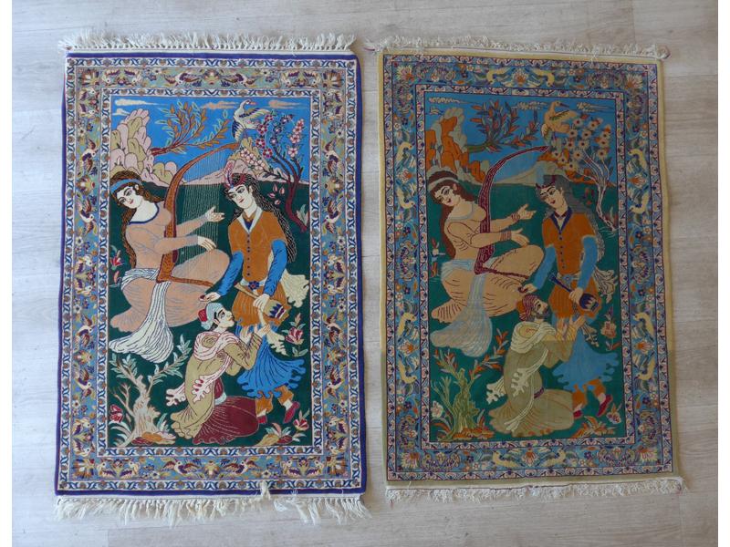 PAIRE DE TAPIS en laine et soie à décor de...