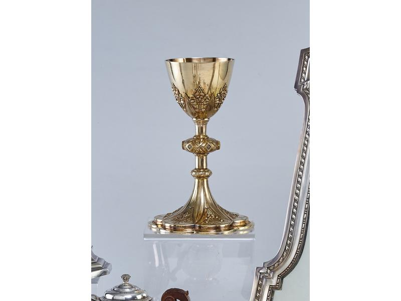 CIBOIRE en argent doré, la coupe uni soulignéde...