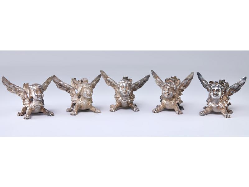 ORIGINALE SUITE DE CINQ CHIMERES en argent,...