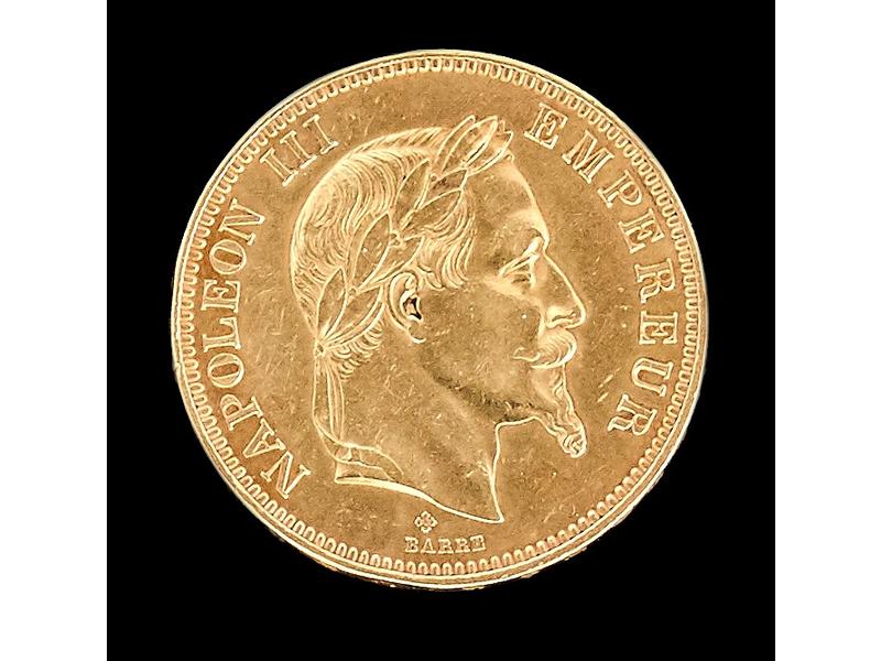 FRANCE - 100 frs or Napoleon III  lauré 1863...