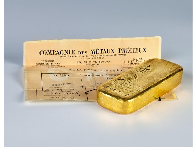 LINGOT d'or 1kg avec certificat  de la Compagnie...