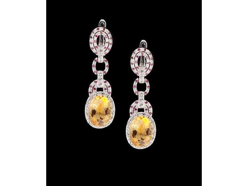 PENDANTS D'OREILLES en argent (925) sertis...