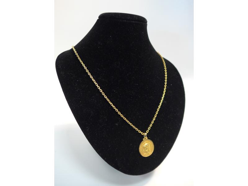 MEDAILLE à profil de vierge et CHAÎNE en...