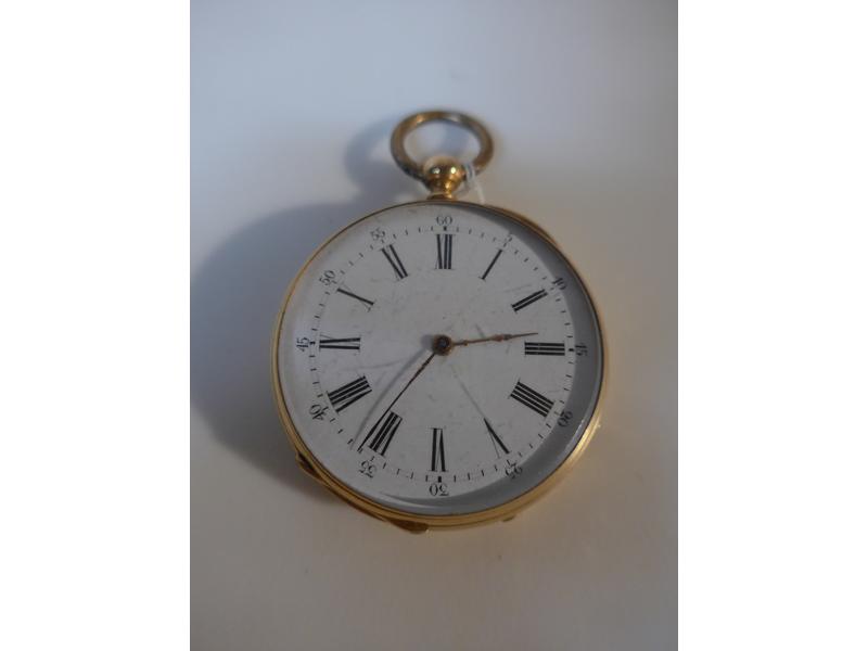 MONTRE DE POCHE en or jaune (750), à double...