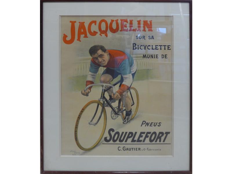 Jacquelin sur sa Bicyclette munie de pneus...