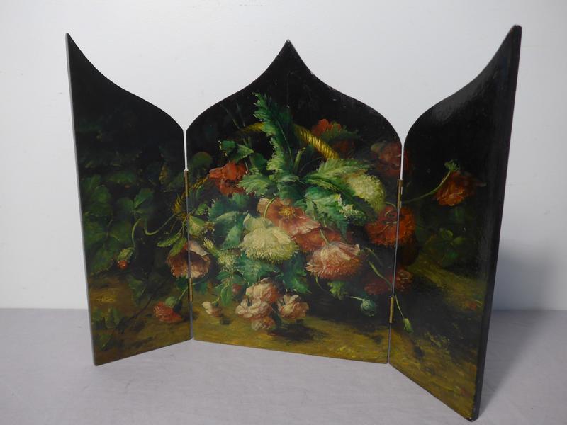 TRIPTYQUE peint d'un bouquet de pavots.