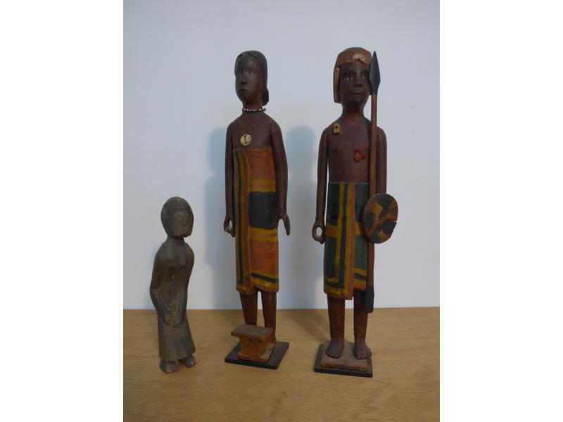 PAIRE DE STATUETTES COUPLE AFRICAIN en bois...