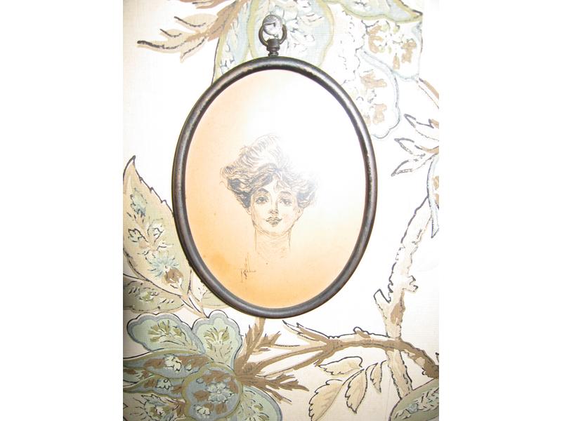 LOT: GRAVURE ovale, Portrait de femme 1900...