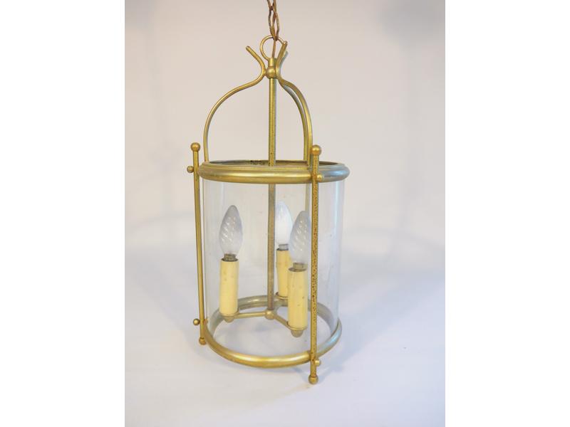 LANTERNE cylindrique en verre et laiton,...