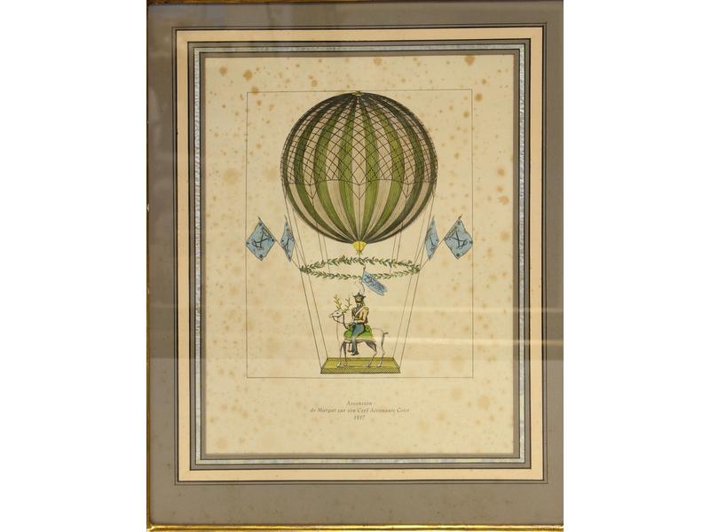 *DEUX GRAVURES en couleurs sur "la montgolfière...