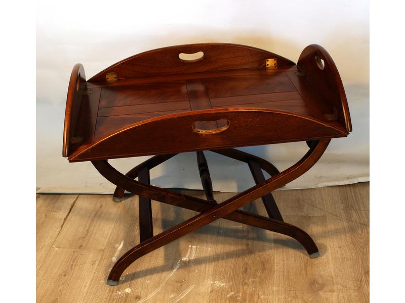*TABLE DESSERTE dite de bateau en acajou,...