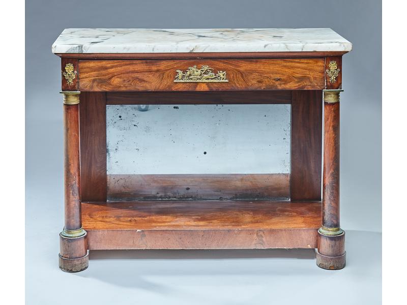 CONSOLE rectangulaire en placage d'acajou,...