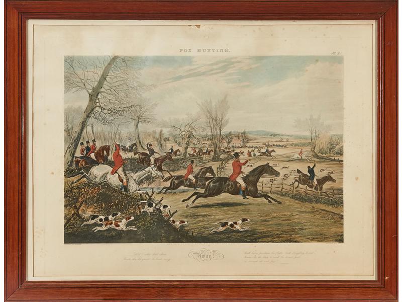 SUITE DE QUATRE GRAVURES anglaises en couleurs...