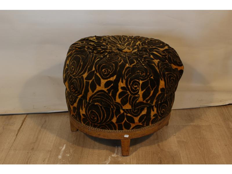 *TABOURET circulaire en acajou à filets de...