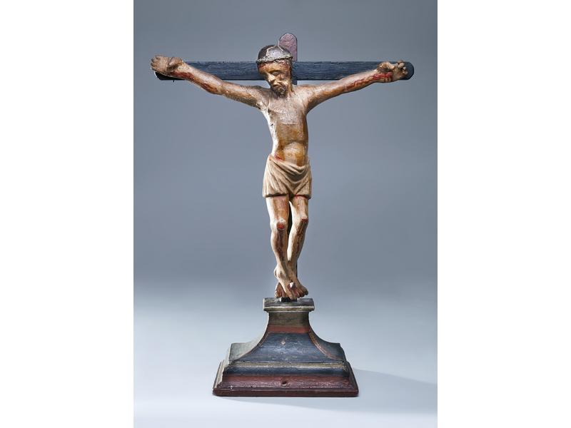 GRAND CHRIST EN CROIX en bois sculpté po...