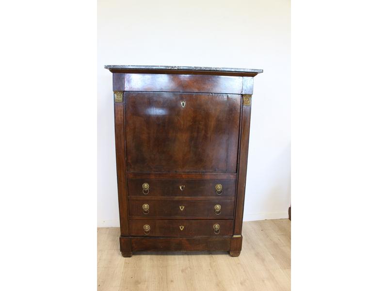SECRETAIRE rectangulaire en acajou et placage...