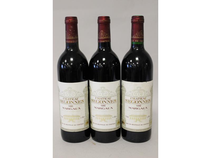 3 Blles CH. SEGONNES, Margaux, 1990.