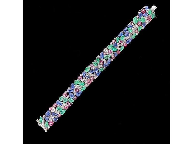 BRACELET "tutti fruti" en or gris (750) serti...