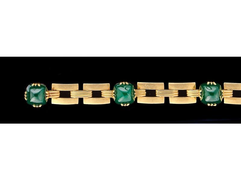 BRACELET en or jaune (750) à mailles articulées...