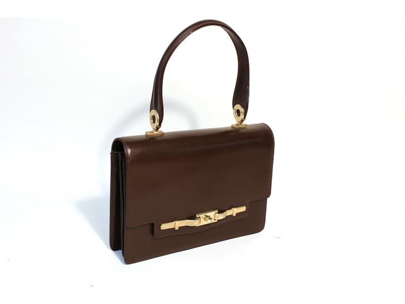 SAC à rabat en cuir box marron chocolat,...