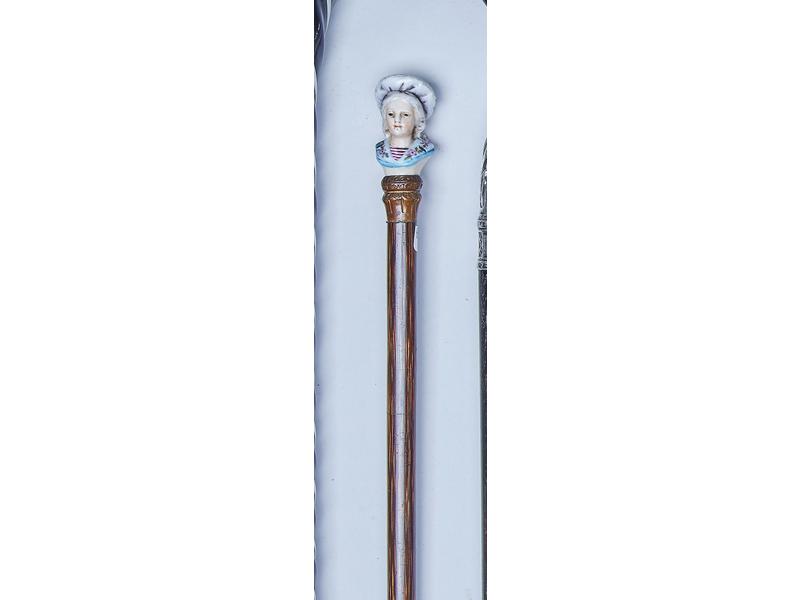 CANNE à pommeau en céramique polychrome à...