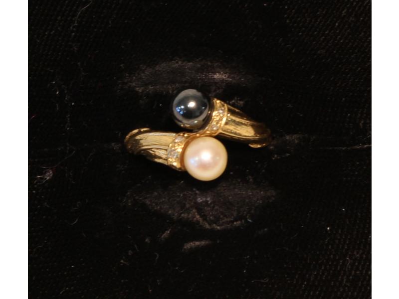 BAGUE type toi et moi, en or jaune (750),...