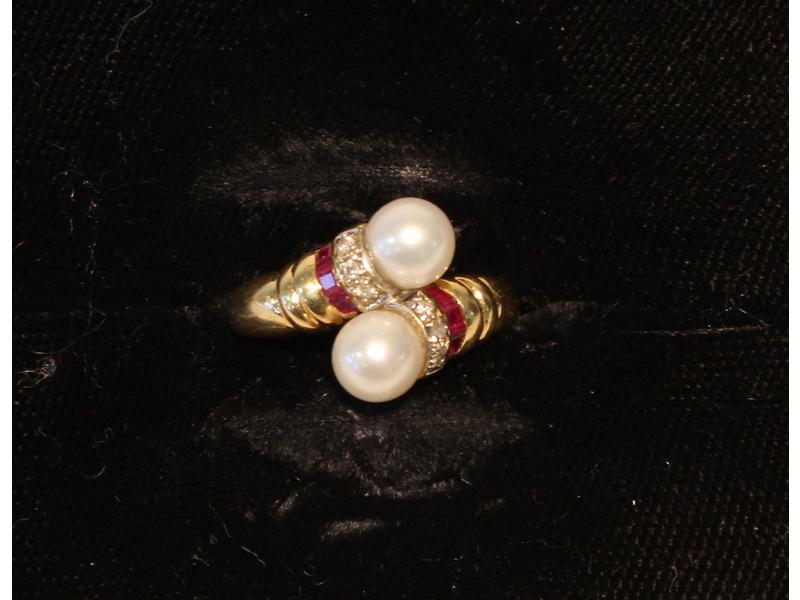 BAGUE type toi et moi, en or jaune (750),...