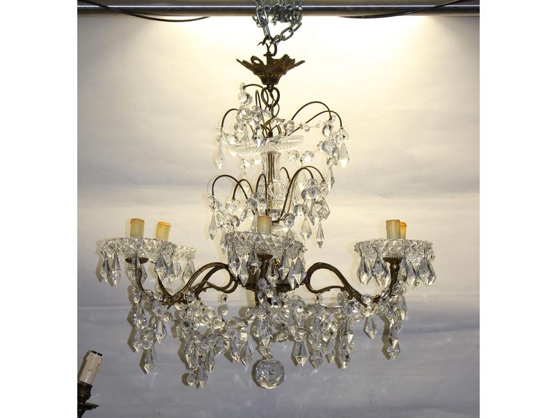 LUSTRE à six bras de lumière en bronze et...
