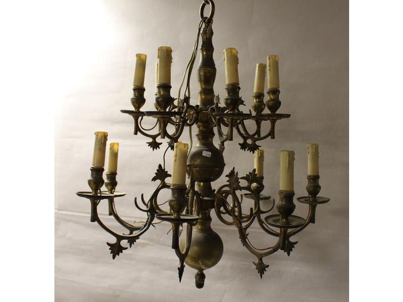 LUSTRE de style Hollandais en laiton à 14...