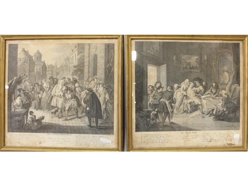 LOT DE 4 GRAVURES en noir