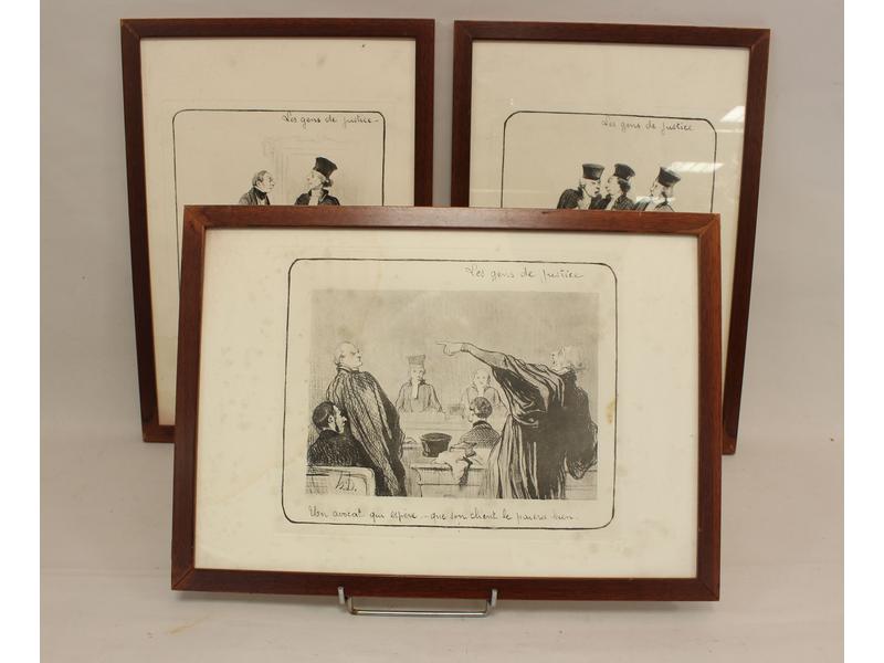 SERIE DE TROIS GRAVURES en noir " Les gens...