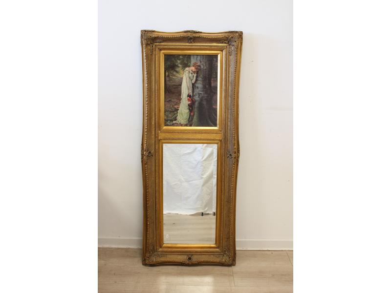 TRUMEAU étroit rectangulaire en bois et stuc...