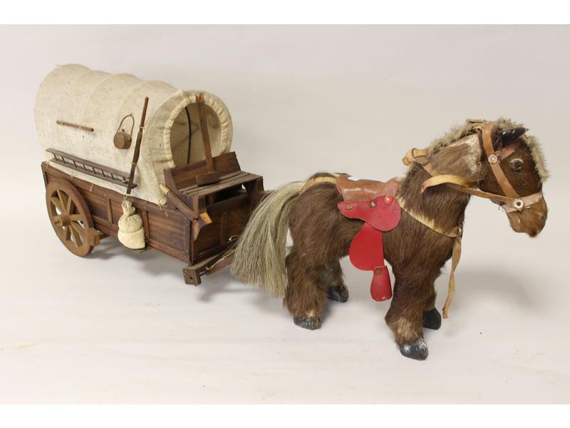 CHARETTE en bois et tissu et son POTTOK.
