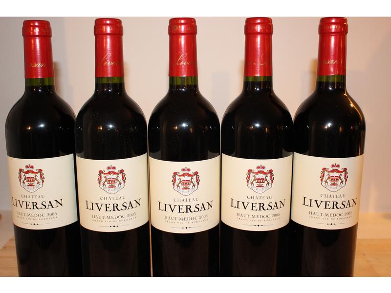 5 Blles CH. LIVERSAN, Haut Médoc CBS, 2005,...