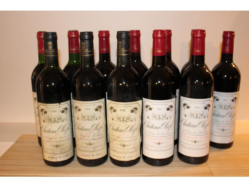 12 Blles CH. CLUZEL, 1ère Côtes de Bx, Rouge,...