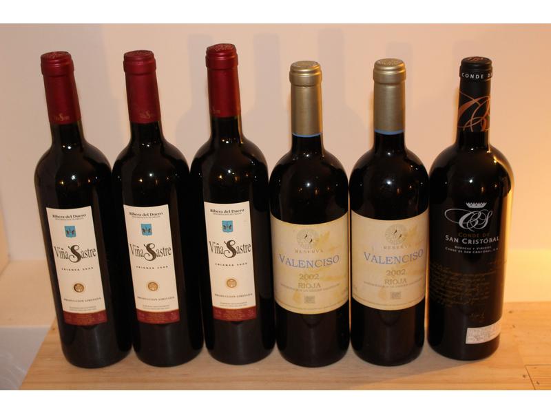 Lot de 6 blles de vin d'Espagne, Rouge, comprenant...