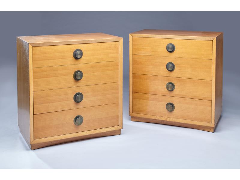 PAIRE DE COMMODES rectangulaires en placage...