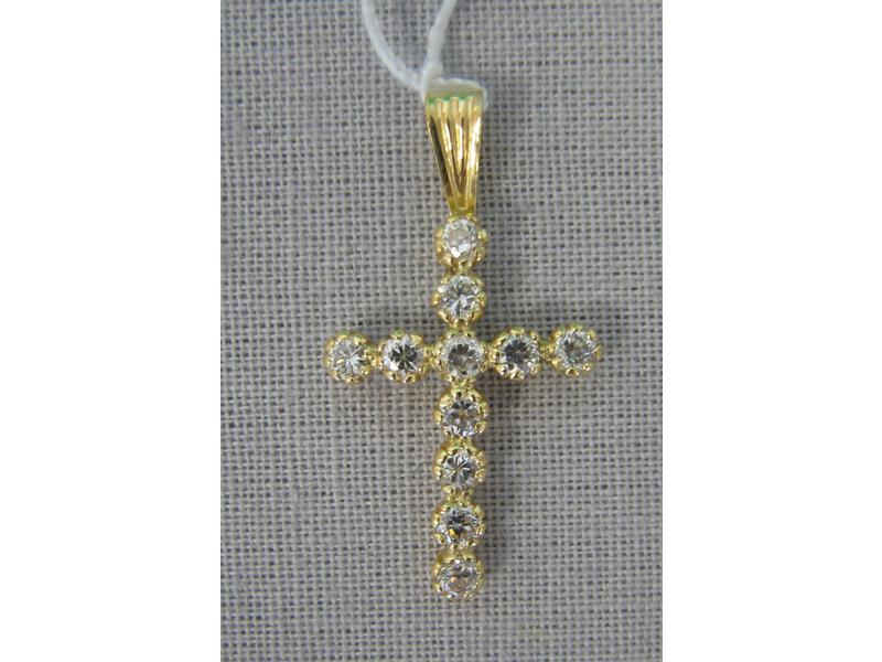 PENDENTIF CROIX en or jaune et diamants....