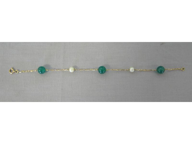 BRACELET chaîne en or, 2 perles et 3 perles...
