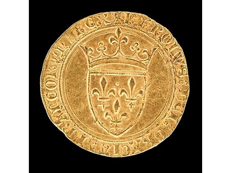 CHARLES VI (1380-1422). Ecu d'or sans point...