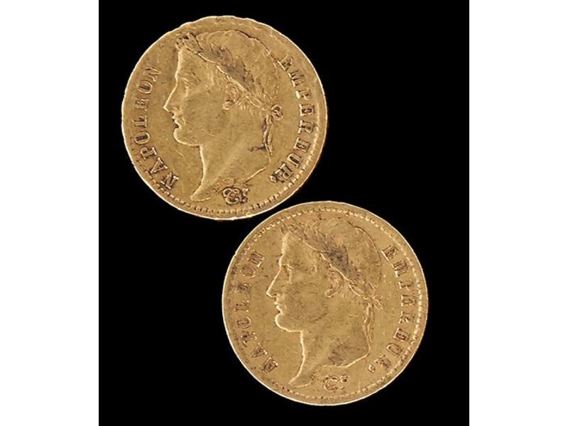 NAPOLEON I (1804-1814). Lot de deux 20 f....