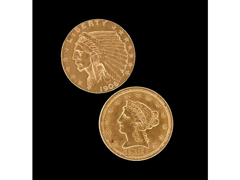 U.S.A. Lot de deux p. de 2½ $ : Liberty Head...