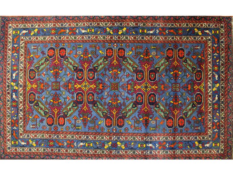 TAPIS rectangulaire en laine polychrome à...